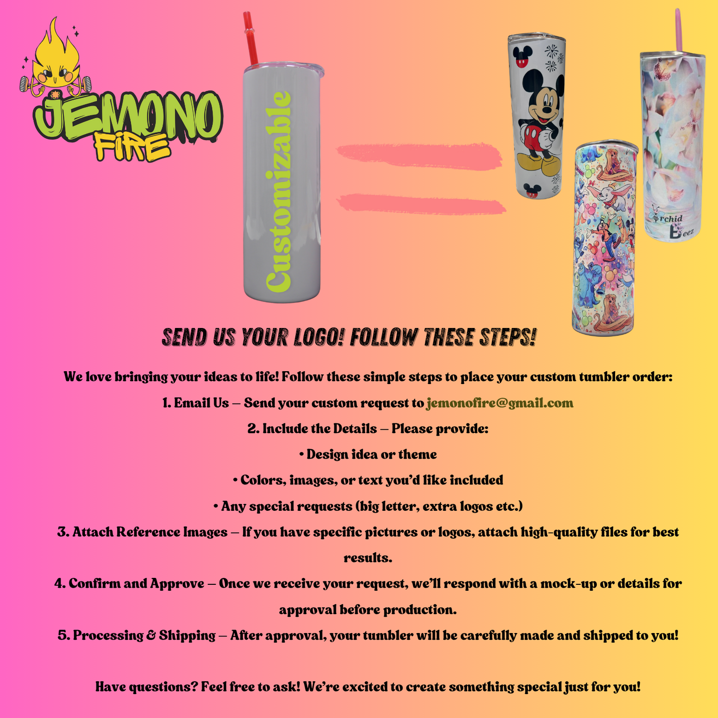 Custom 20oz Tumbler β Personalized Stainless Steel Cup with Straw