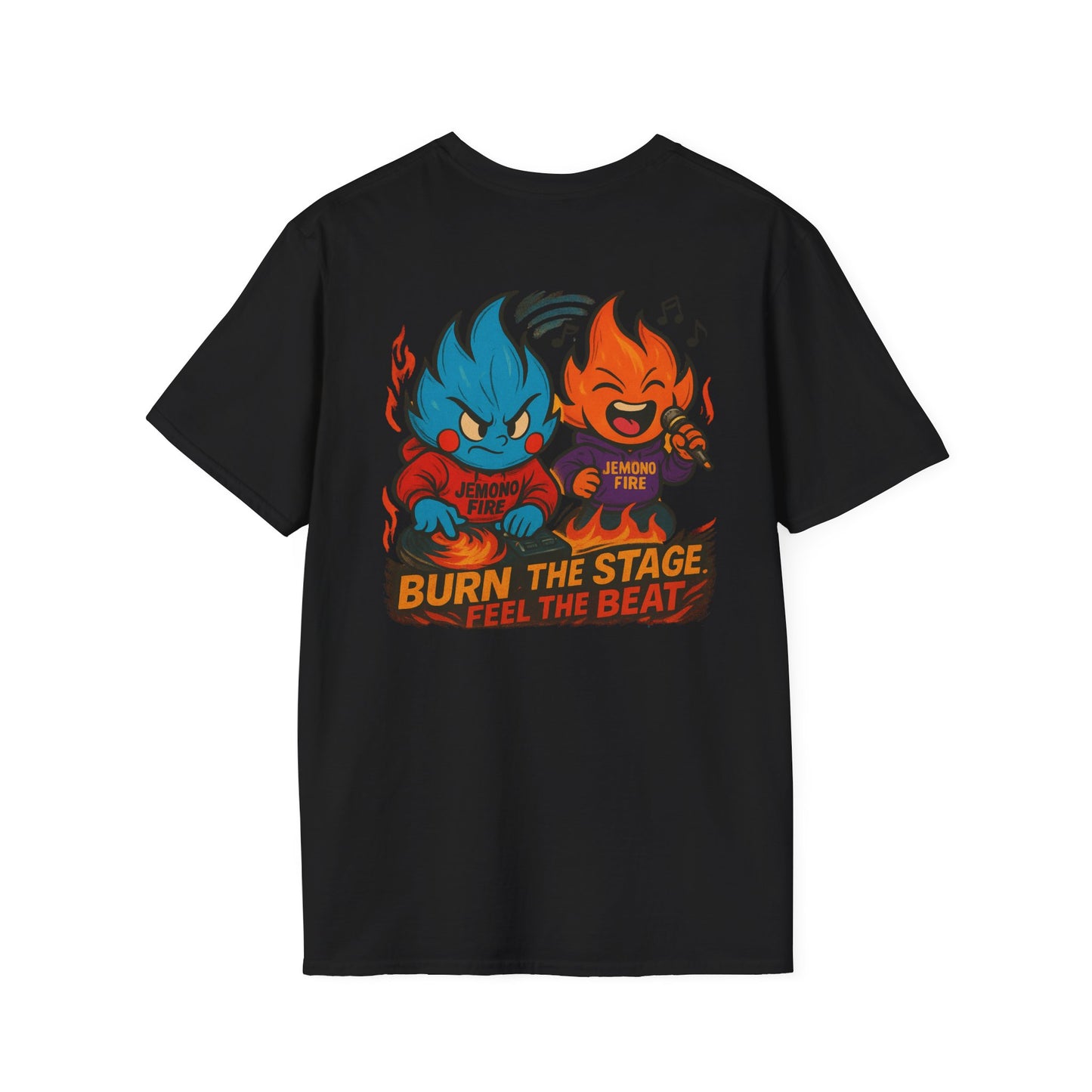 Burn the Stage" Short Sleeve Tee – Jemono Fire Edition Unisex Softstyle T-Shirt