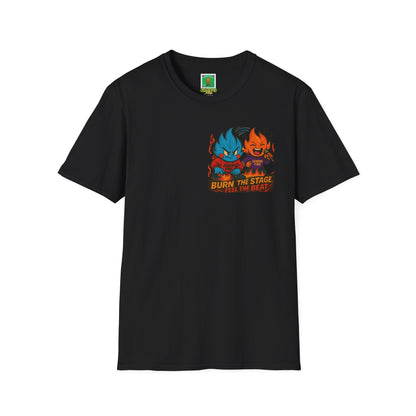Burn the Stage" Short Sleeve Tee – Jemono Fire Edition Unisex Softstyle T-Shirt