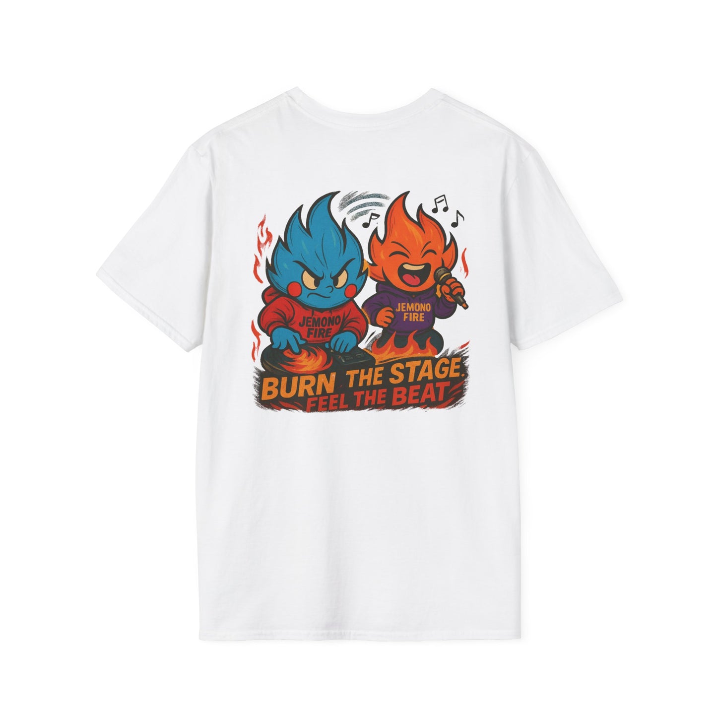 Burn the Stage" Short Sleeve Tee – Jemono Fire Edition Unisex Softstyle T-Shirt