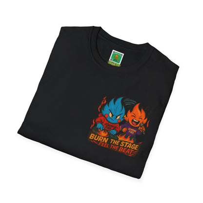 Burn the Stage" Short Sleeve Tee – Jemono Fire Edition Unisex Softstyle T-Shirt
