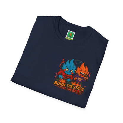 Burn the Stage" Short Sleeve Tee – Jemono Fire Edition Unisex Softstyle T-Shirt