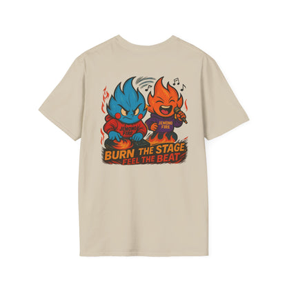 Burn the Stage" Short Sleeve Tee – Jemono Fire Edition Unisex Softstyle T-Shirt