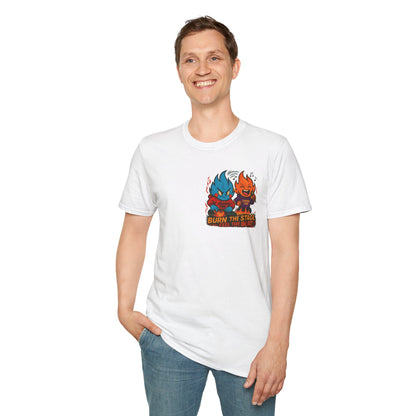 Burn the Stage" Short Sleeve Tee – Jemono Fire Edition Unisex Softstyle T-Shirt