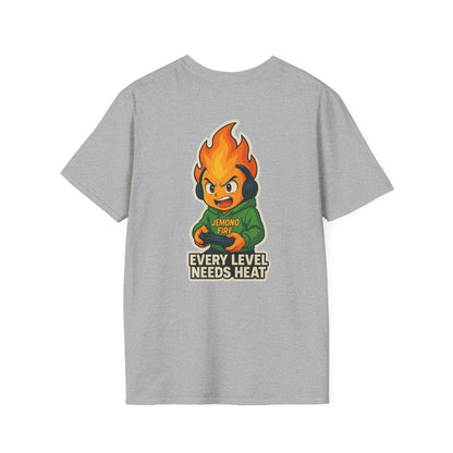 Unisex Softstyle T-Shirt - "Every Level Needs Heat" Gaming Tee