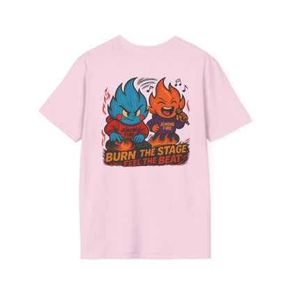 Burn the Stage" Short Sleeve Tee – Jemono Fire Edition Unisex Softstyle T-Shirt